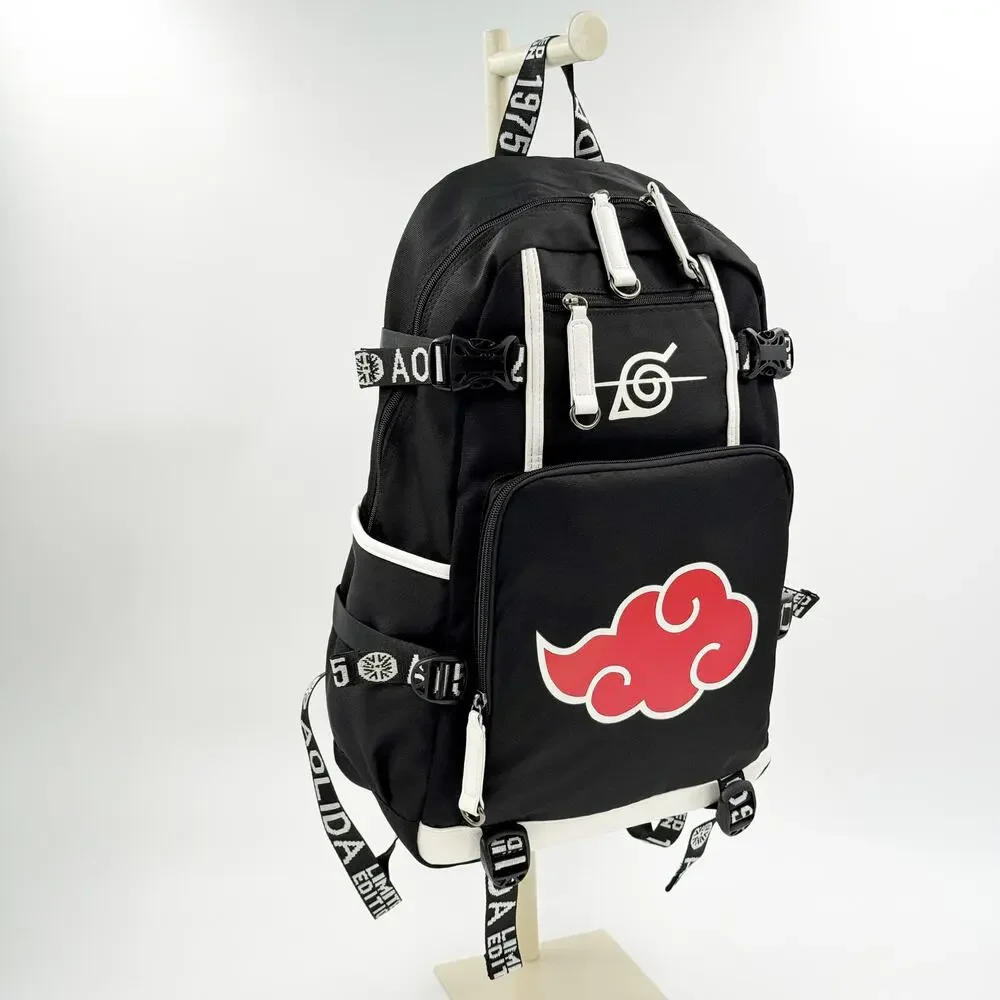 Naruto Akatsuki AOLIDA Limited Edition Black Laptop Backpack USB Headphone Port